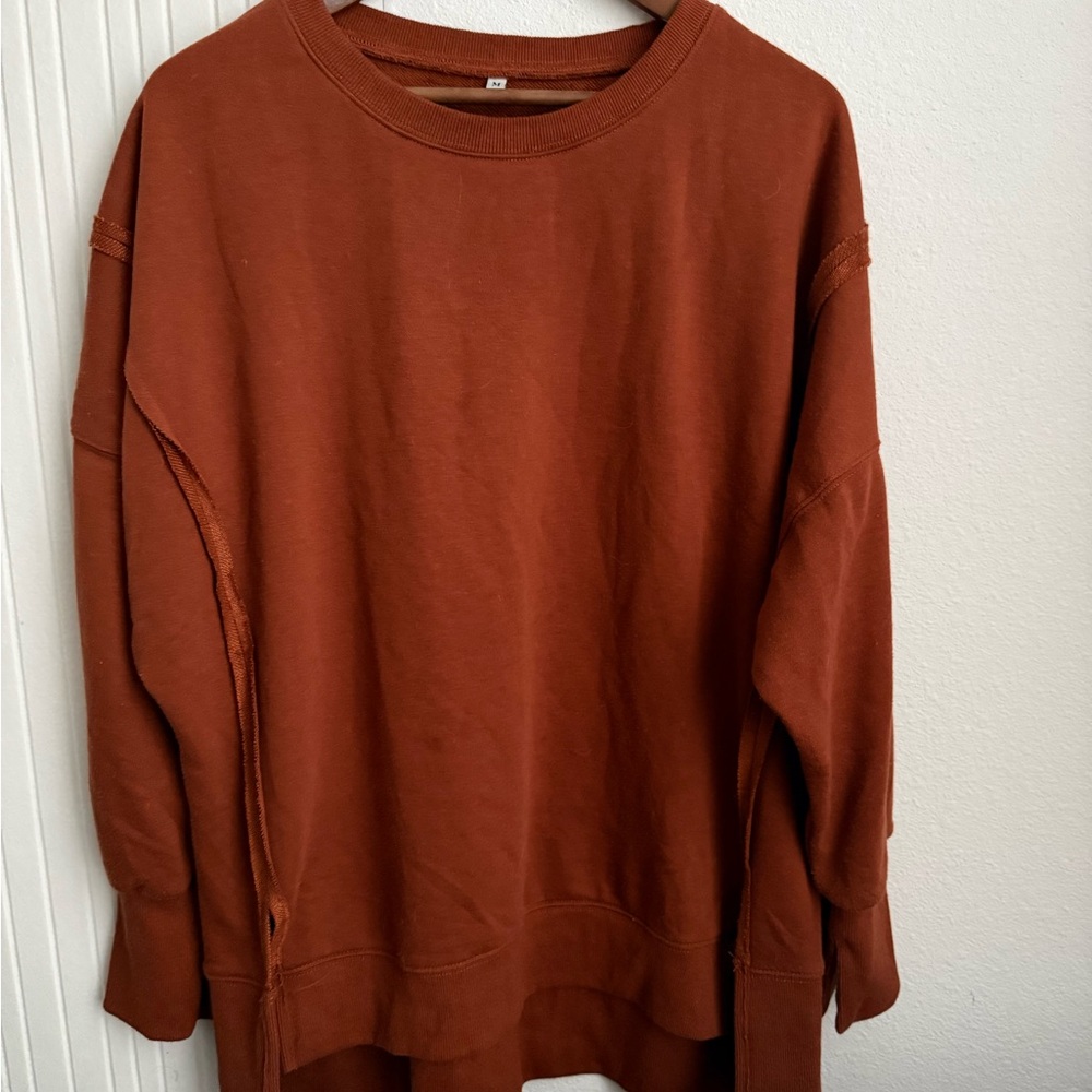 Rust Brown Oversized Crewneck Sweatshirt